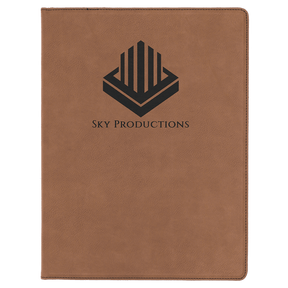 9 1/2" x 12" Dark Brown Laserable Leatherette Portfolio with Notepad