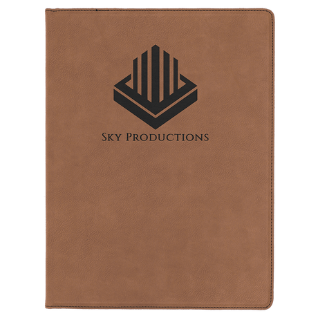 9 1/2" x 12" Dark Brown Laserable Leatherette Portfolio with Notepad