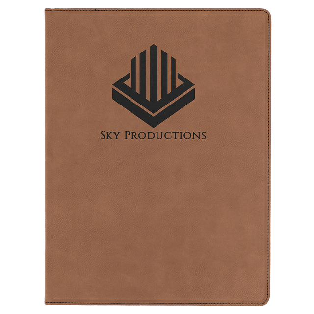 9 1/2" x 12" Dark Brown Laserable Leatherette Portfolio with Notepad