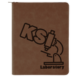 9 1/2" x 12" Dark Brown with Zipper Laserable Leatherette Portfolio with Notepad
