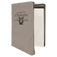 9 1/2" x 12" Gray with Zipper Laserable Leatherette Portfolio with Notepad