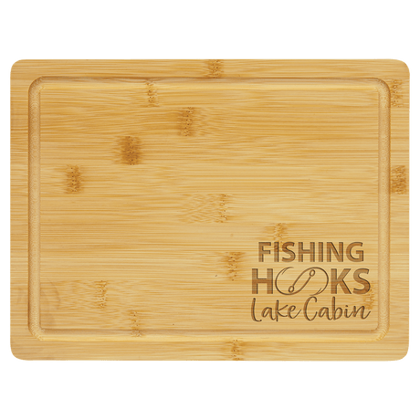 11 1/2" x 8 3/4" Bamboo Cutting Board with Drip Ring