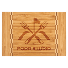 12" x 8 1/4" Bamboo Cutting Board with Butcher Block Inlay