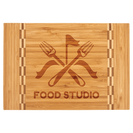 12" x 8 1/4" Bamboo Cutting Board with Butcher Block Inlay