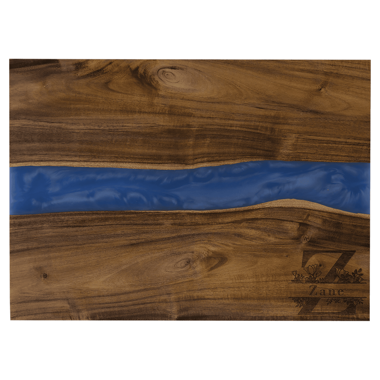 15 3/4" x 11 3/4" Acacia with Blue Pearl Resin Serving Board