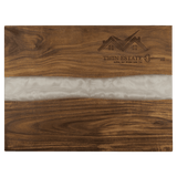 15 3/4" x 11 3/4" Acacia with White Pearl Resin Serving Board