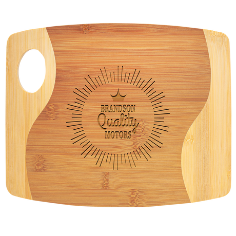 11" x 9" x 5/16" Bamboo Two Tone Cutting Board with Handle