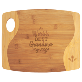 13 3/4" x 11" x 5/16" Bamboo Two Tone Cutting Board with Handle