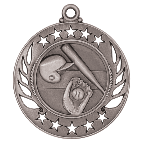 Antique Silver 2 1/4" Baseball/Softball Galaxy Medal