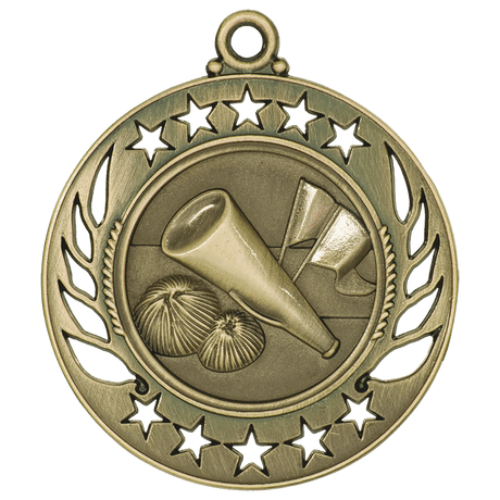 Antique Gold 2 1/4" Cheer Galaxy Medal