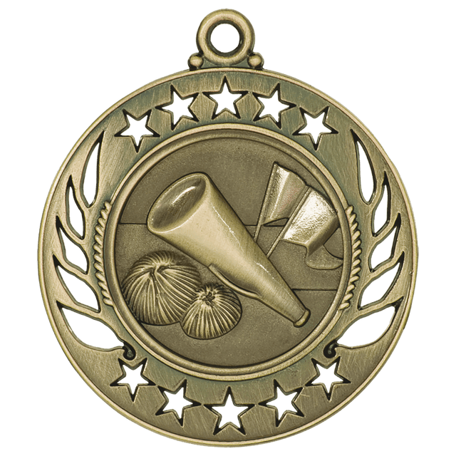 Antique Gold 2 1/4" Cheer Galaxy Medal