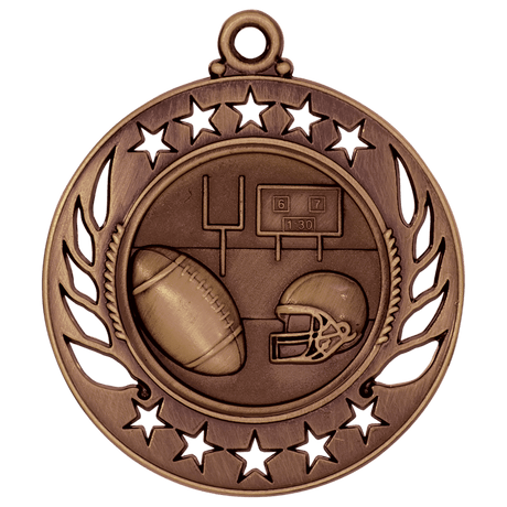 Antique Bronze 2 1/4" Football Galaxy Medal