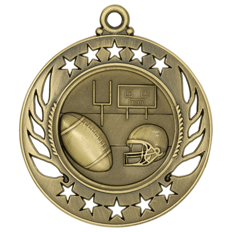 Antique Gold 2 1/4" Football Galaxy Medal