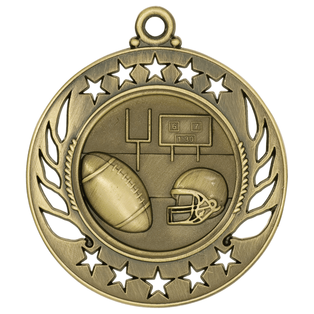 Antique Gold 2 1/4" Football Galaxy Medal