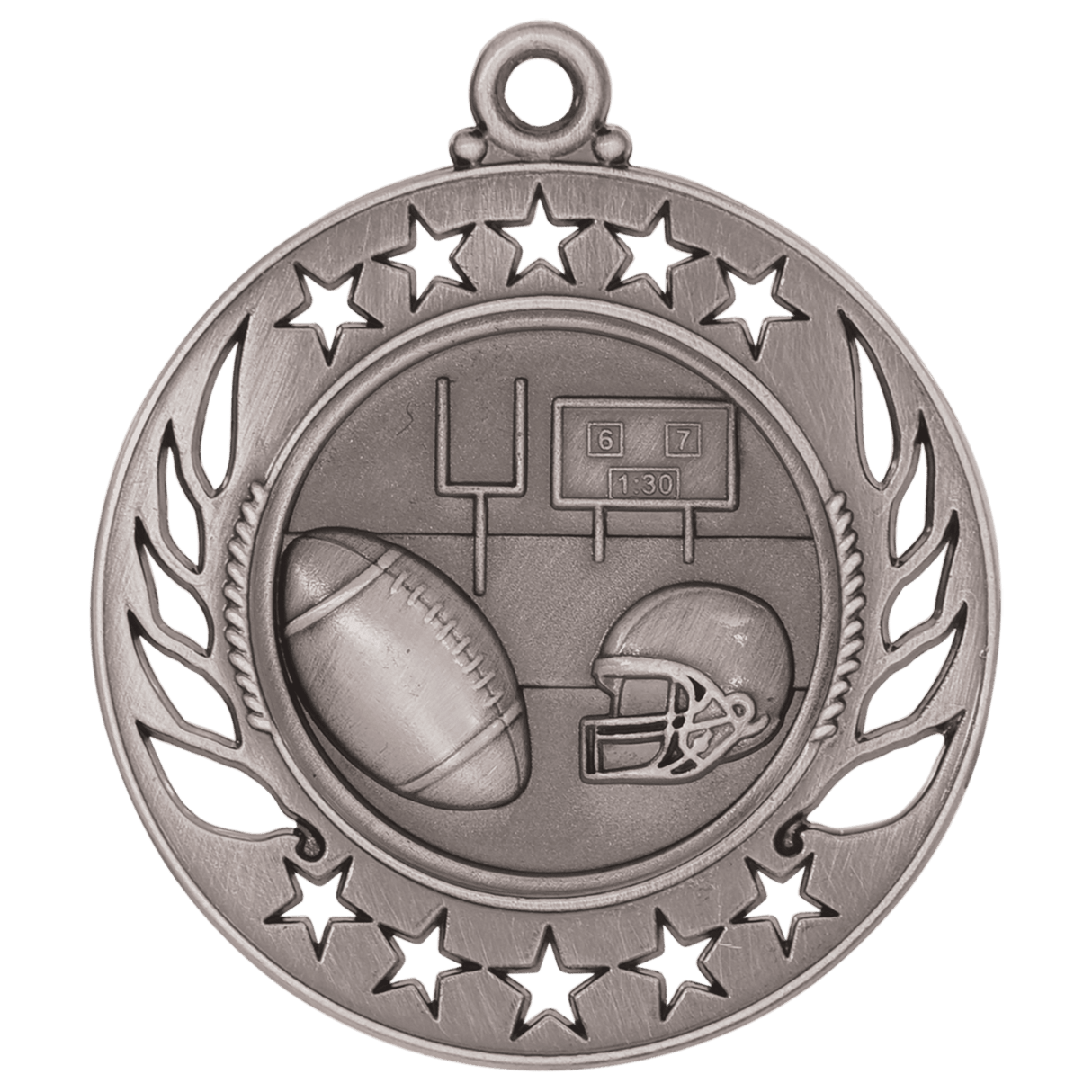 Antique Silver 2 1/4" Football Galaxy Medal