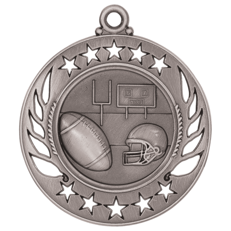 Antique Silver 2 1/4" Football Galaxy Medal