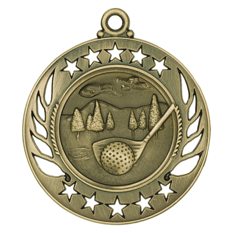Antique Gold 2 1/4" Golf Galaxy Medal