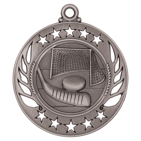 Antique Silver 2 1/4" Hockey Galaxy Medal