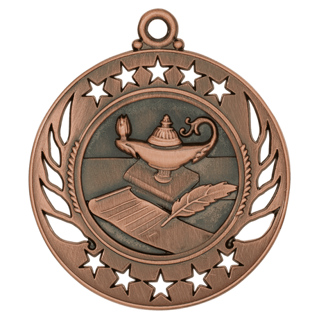 Antique Bronze 2 1/4" Lamp of Knowledge Galaxy Medal