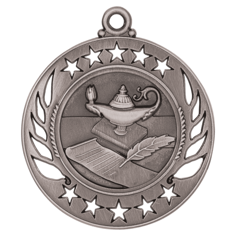 Antique Silver 2 1/4" Lamp of Knowledge Galaxy Medal