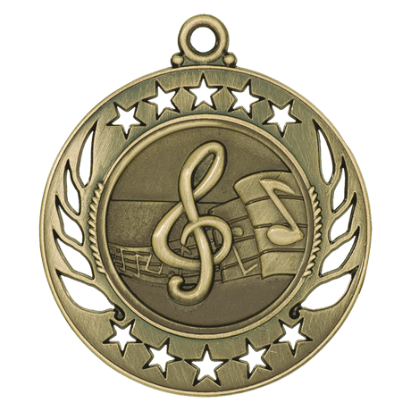 Antique Gold 2 1/4" Music Galaxy Medal