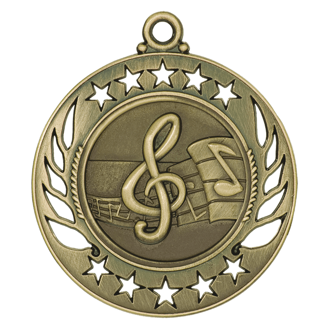 Antique Gold 2 1/4" Music Galaxy Medal