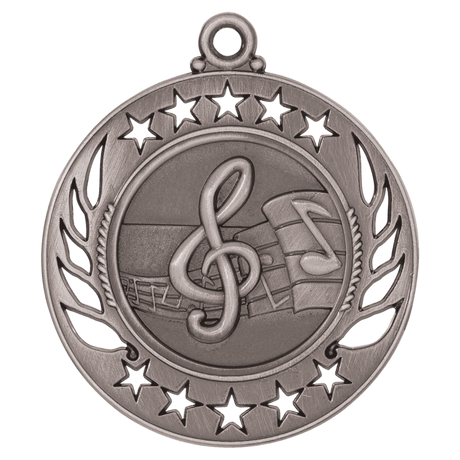 Antique Silver 2 1/4" Music Galaxy Medal