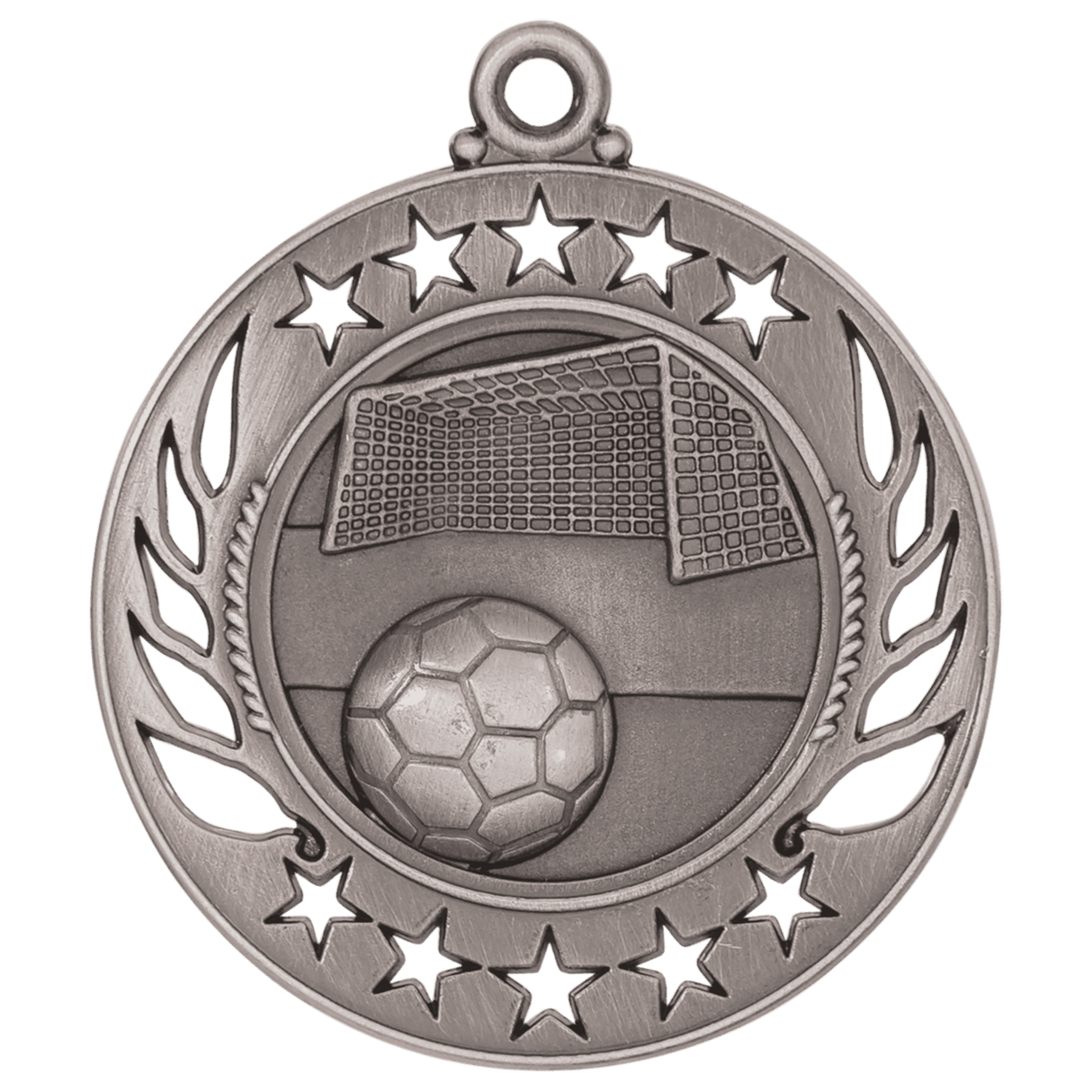 Antique Silver 2 1/4" Soccer Galaxy Medal