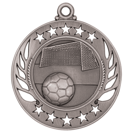Antique Silver 2 1/4" Soccer Galaxy Medal