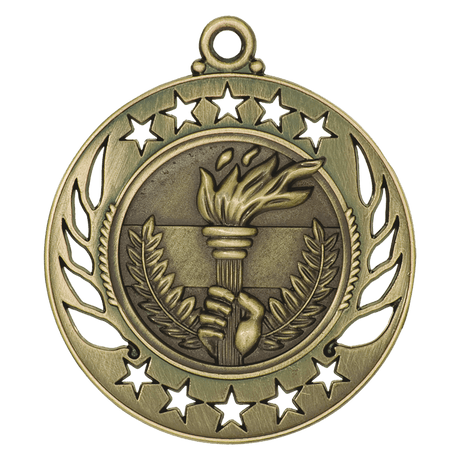 Antique Gold 2 1/4" Torch Galaxy Medal