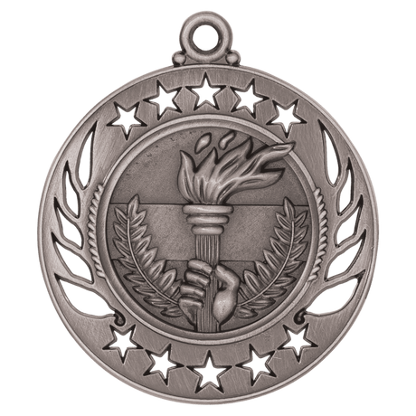 Antique Silver 2 1/4" Torch Galaxy Medal