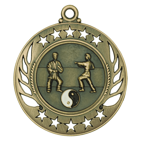Antique Gold 2 1/4" Martial Arts Galaxy Medal