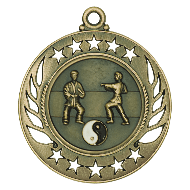 Antique Gold 2 1/4" Martial Arts Galaxy Medal