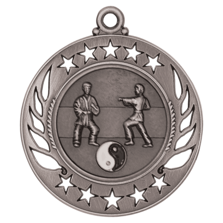 Antique Silver 2 1/4" Martial Arts Galaxy Medal
