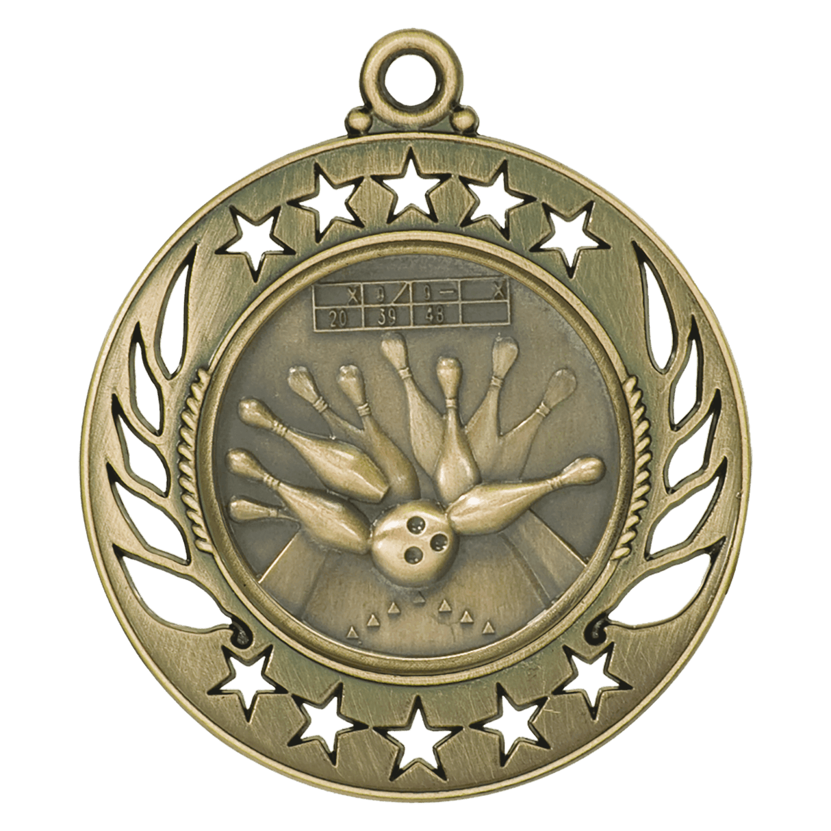 Antique Gold 2 1/4" Bowling Galaxy Medal