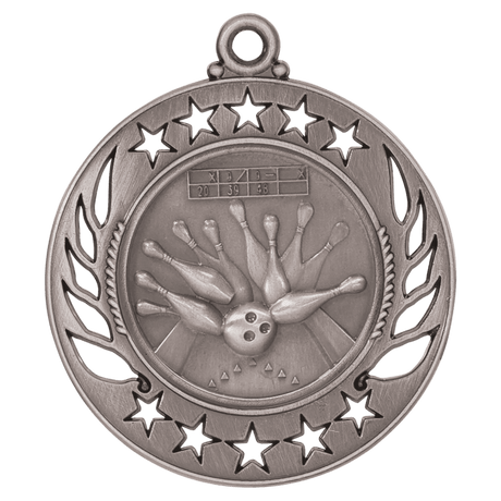 Antique Silver 2 1/4" Bowling Galaxy Medal