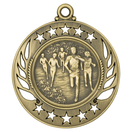 Antique Gold 2 1/4" Cross Country Galaxy Medal