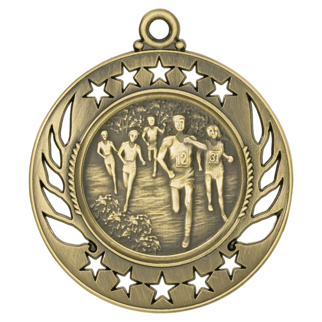 Antique Gold 2 1/4" Cross Country Galaxy Medal