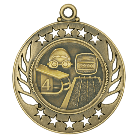 Antique Gold 2 1/4" Swimming Galaxy Medal