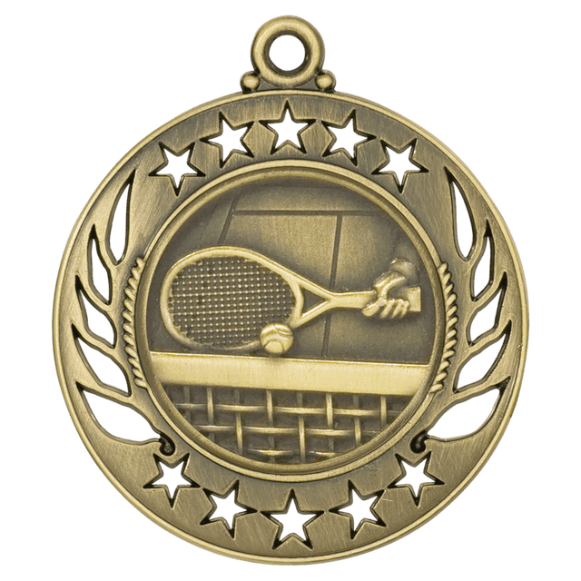 Antique Gold 2 1/4" Tennis Galaxy Medal