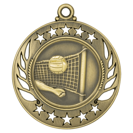 Antique Gold 2 1/4" Volleyball Galaxy Medal