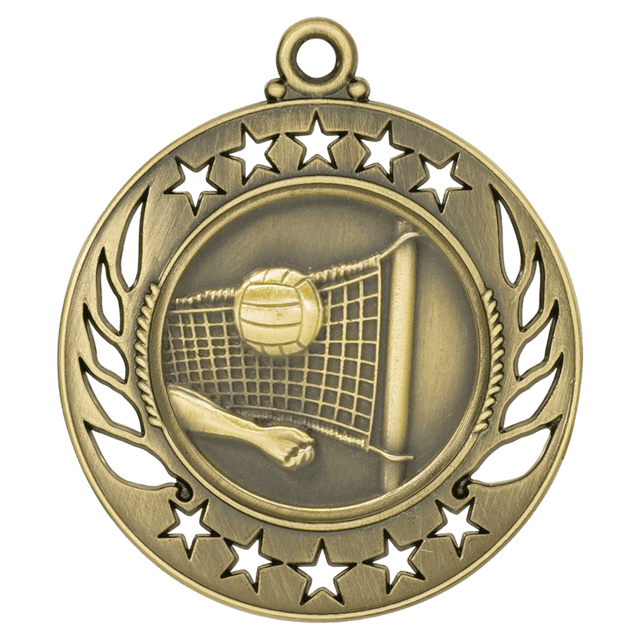 Antique Gold 2 1/4" Volleyball Galaxy Medal