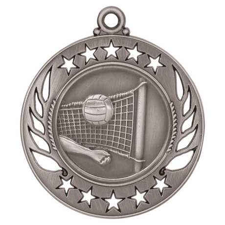 Antique Silver 2 1/4" Volleyball Galaxy Medal