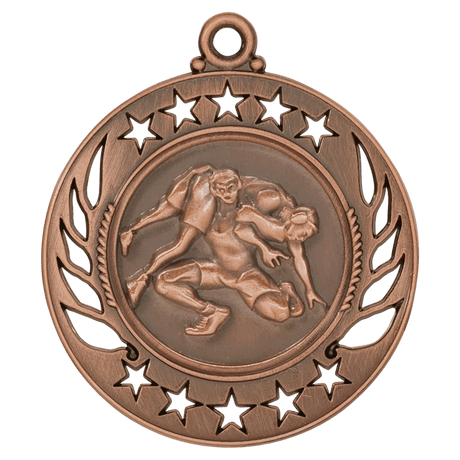 Antique Bronze 2 1/4" Wrestling Galaxy Medal