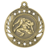 Antique Gold 2 1/4" Wrestling Galaxy Medal