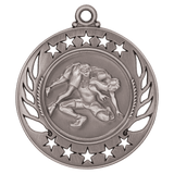 Antique Silver 2 1/4" Wrestling Galaxy Medal