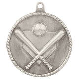 Antique Silver 2" Baseball/Softball High Relief Medal