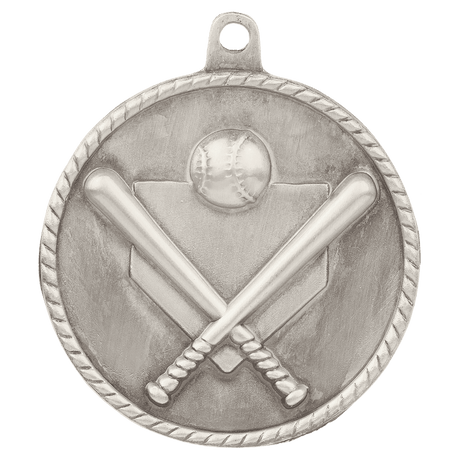 Antique Silver 2" Baseball/Softball High Relief Medal