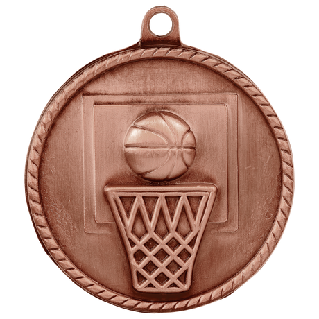 Antique Bronze 2" Basketball High Relief Medal