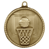 Antique Gold 2" Basketball High Relief Medal